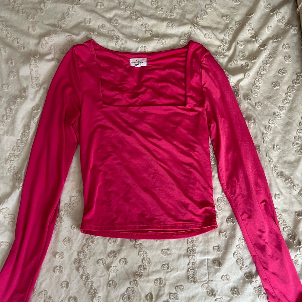 Hot Pink square Neck Top
